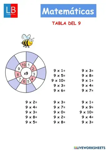 Tabla del 9