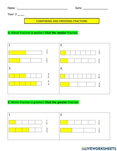 Comparing and ordering fractions