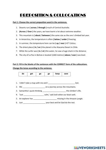 Prepositions & Collocations (Form 3 Unit 7 - English Close-Up)