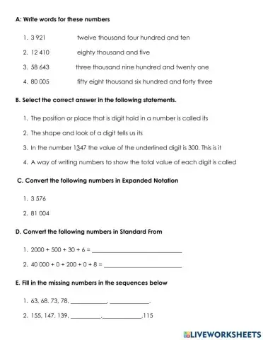Mathematics Test (unit 1)