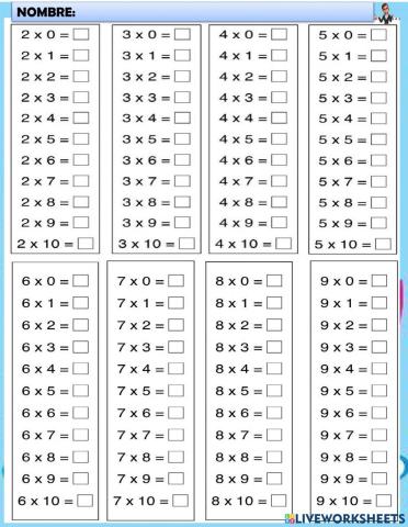 Tablas de multiplicar