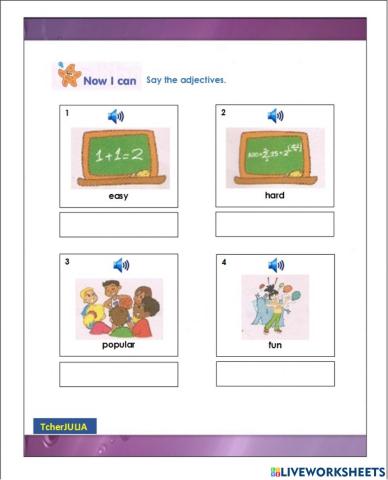 Y4 M9 WBp 85 Now I can say the adjectives Listening and Speaking