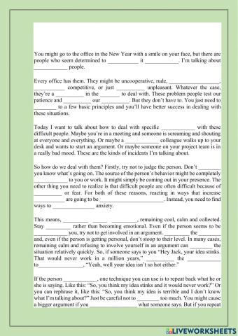 Difficult people in the workplace