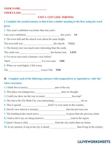 English 9 Unit 2- Writing