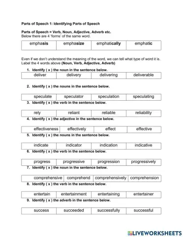 EmSAT - Exam Skills - Part of Speech