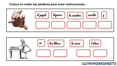 Poner en orden palabras para crear instrucciones