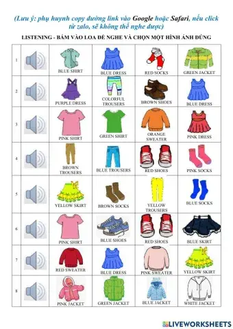 Clothes-colors Listening