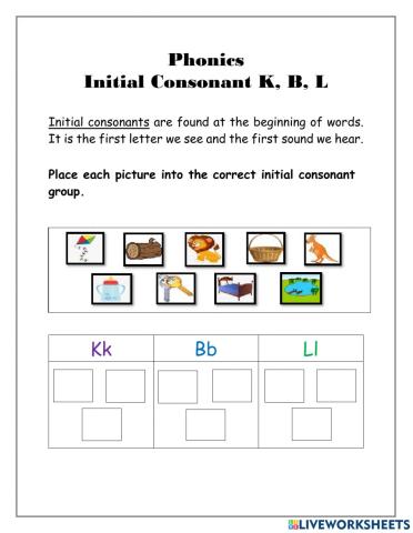 Initial Consonants K, B, L
