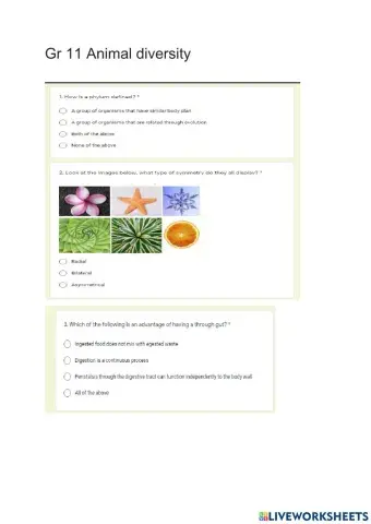 Gr 11 Animal diversity