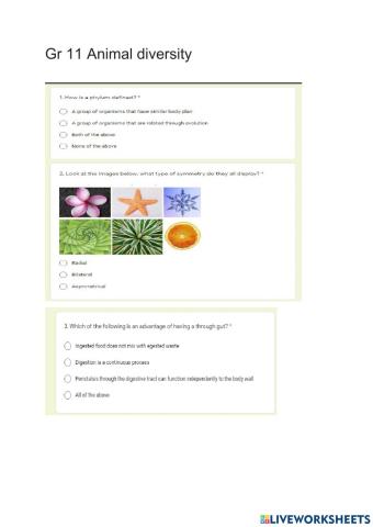 Gr 11 Animal diversity