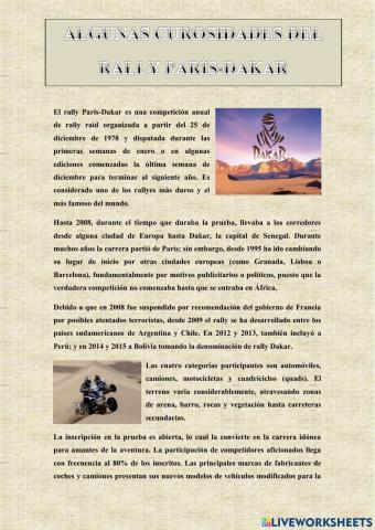 Algunas curiosidades sobre el rally París-Dakar