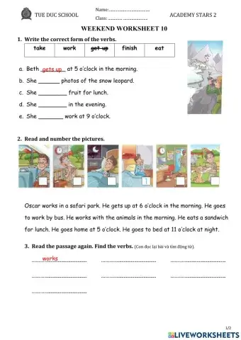 Weekend worksheet