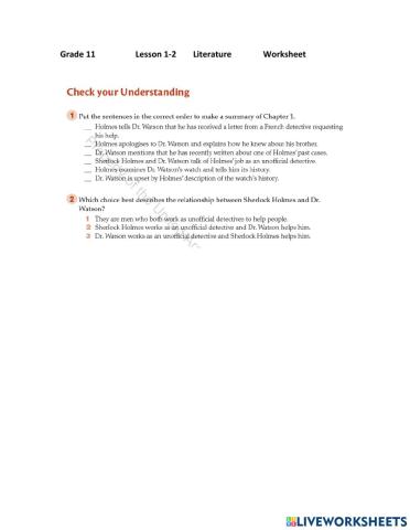 The sign of the Four Ch. 1