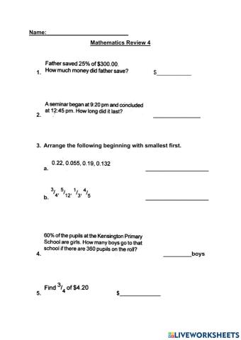 Mathematics Review 4
