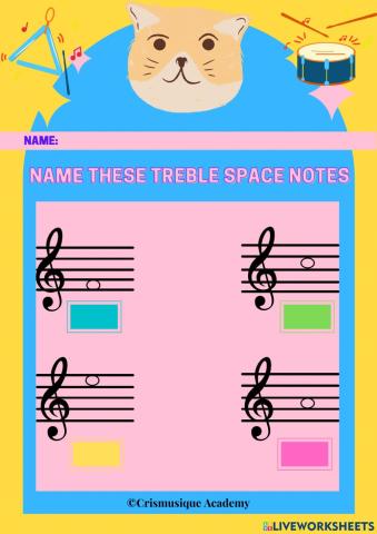 The Spaces of the Treble Clef Notes
