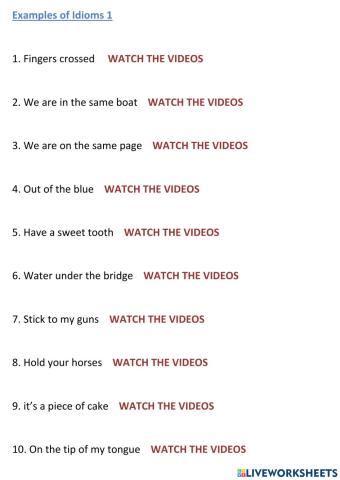 Examples of idioms 1