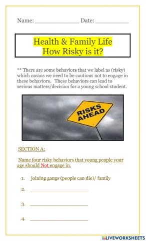 Health and Family Life - How Risky Is It
