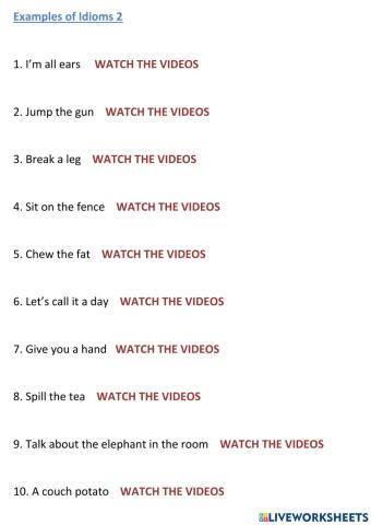 Examples of Idioms 2