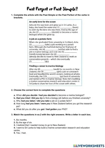 Past Perfect vs Past Simple