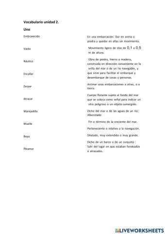 Vocabulario unidad 2