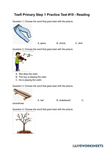 Toefl Primary Step 1 - Mock test