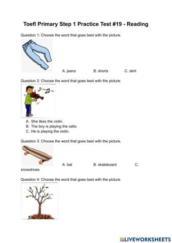 Toefl Primary Step 1 - Mock test