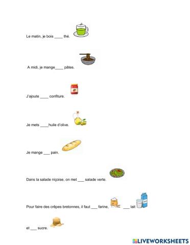 La nourriture et les partitifs