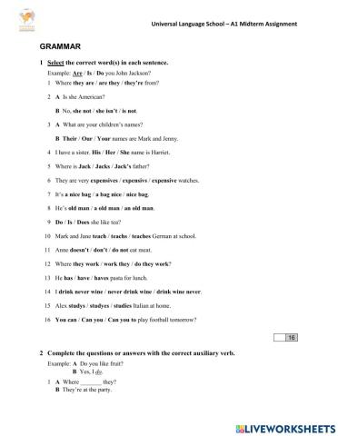 Universal Language A1 Midterm Assignment