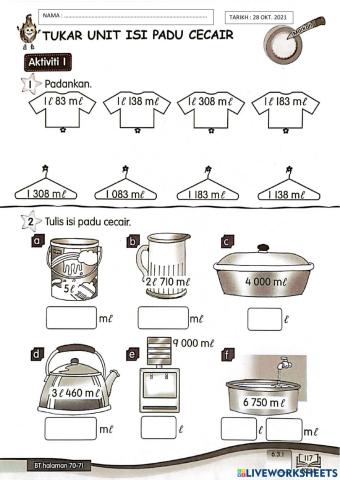 Tukar unit isi padu cecair tahun 3 (28 okt 2021)