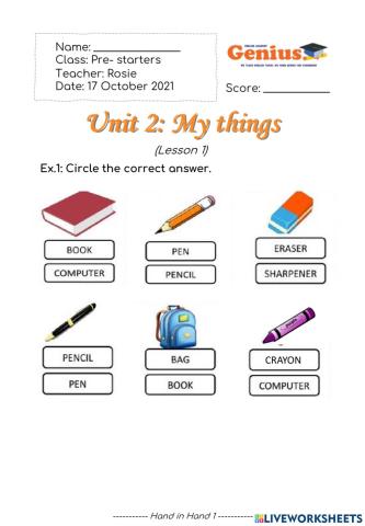 Unit 2: My things (Lesson 1)