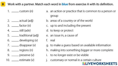 Task B definitions matching