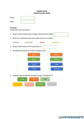 Lembar Kerja Pengetahuan Umum