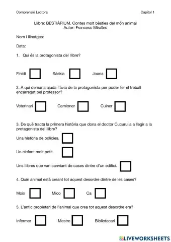 Comprensió lectora capital 1 Bestiàrium