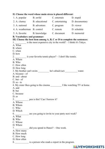 Bài tâp tiếng anh 6