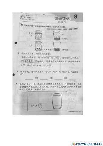三年级科学 评估8