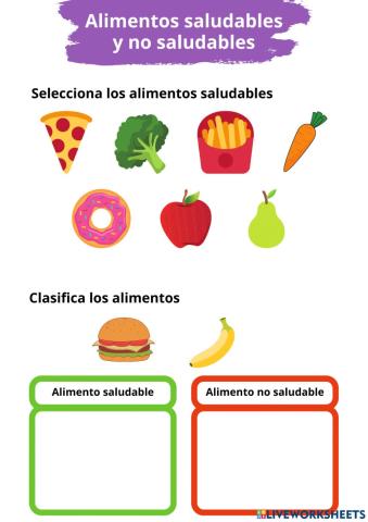 Alimentos saludables y no saludables