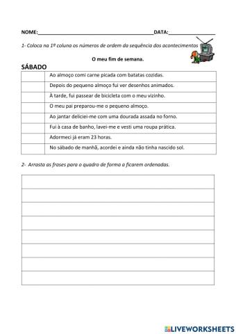 O meu fim de semana-ESCRITA