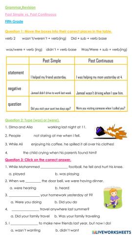Past simple vs Past continuous