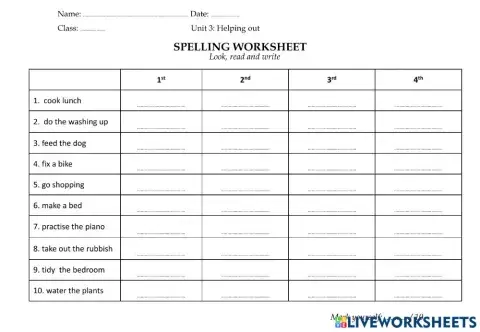 L3-U3-Spelling worksheet