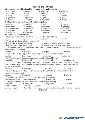 Test for unit 12 grade 9