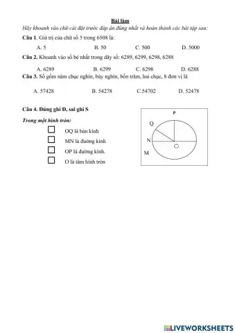Đề thi giữa học kỳ II (rút ngắn)