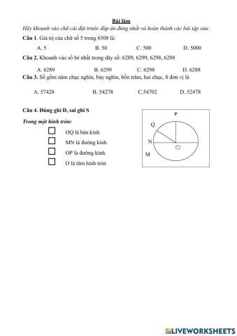 Đề thi giữa học kỳ II (rút ngắn)