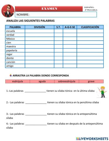 Clasificación de palabras