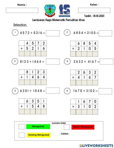 Unit 2 : Tambah Dalam Lingkungan 10000