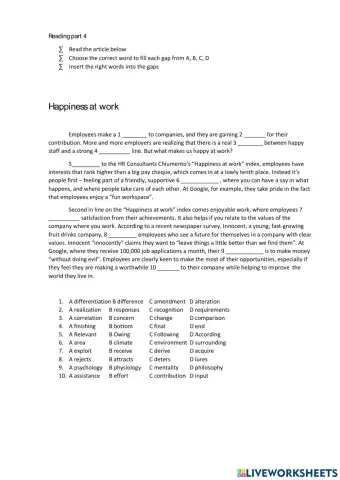 BEC higher Reading part 4