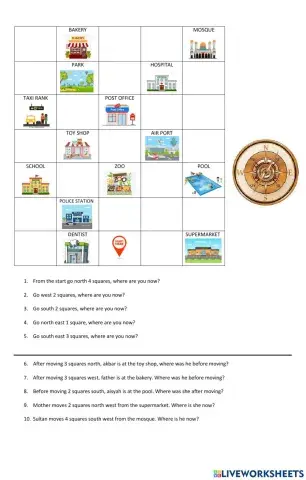 Compass (wind directions) worksheet