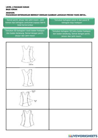 Level 2 langkah proses jahit baju sorak