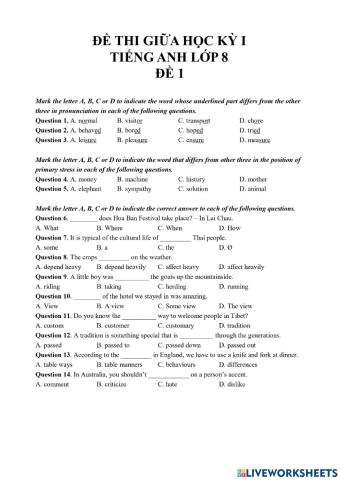 Midterm Test Grade 8