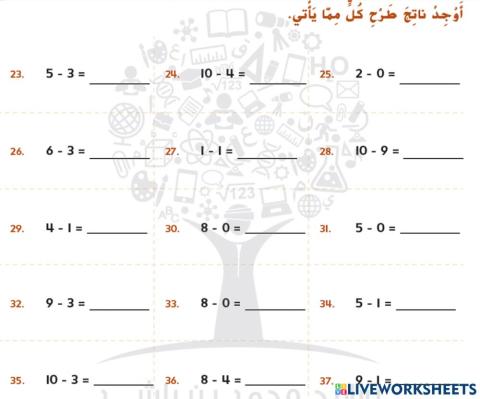 طرح الأعداد المكوّنة من رقم