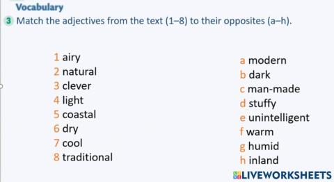 Vocabulary words- opposites